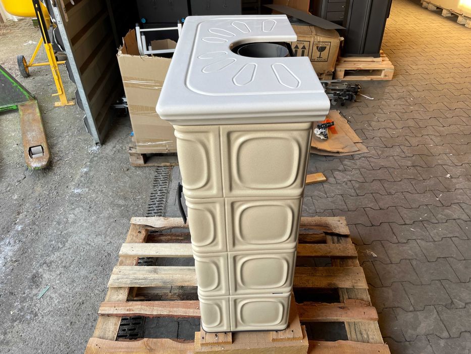 Piec kominek kaflowy koza ELDUR wkład kominkowy cappuccino/Ivory 10kw