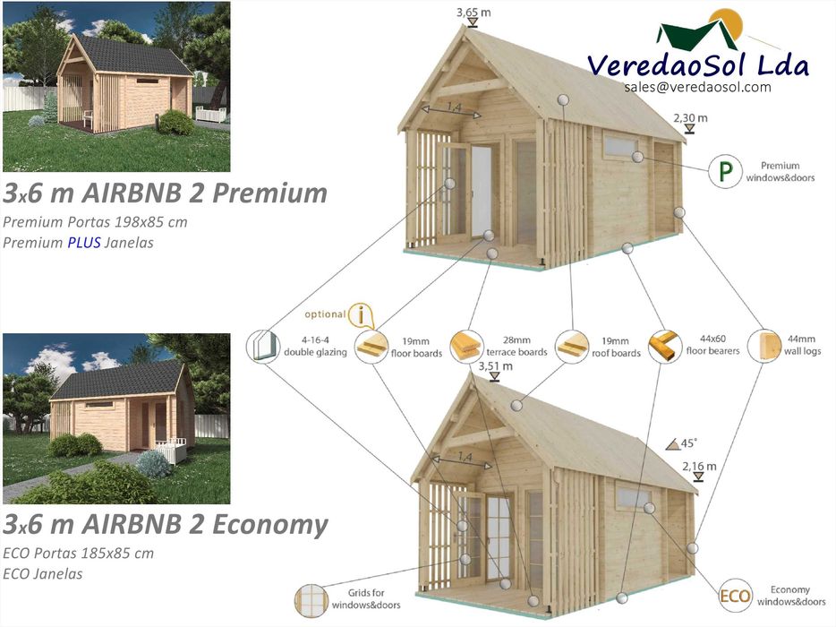 Casa madeira AIRBNB 2 44mm Economy - Ideal para turismo & descansar