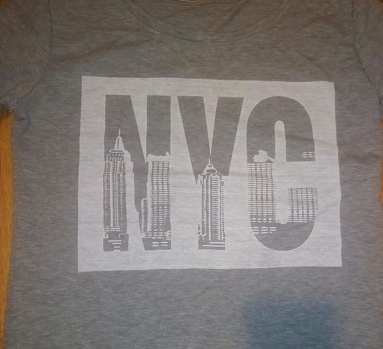 Bluza bluzka NYC 36 S szara aplikacja rękaw 3/4