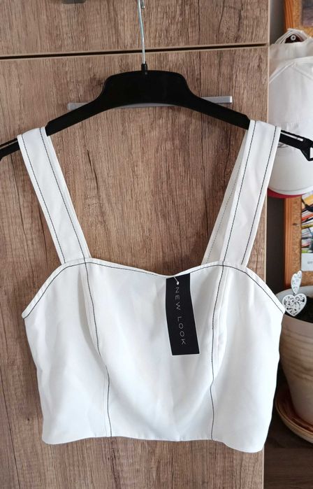 New Look biały crop top bluzka rozm. 36