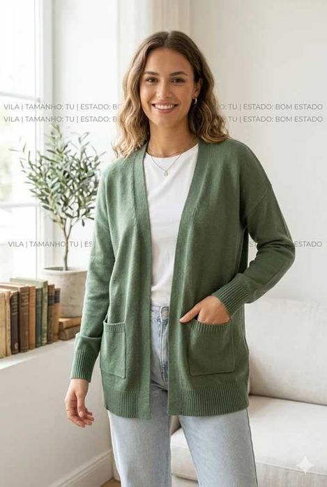 Cardigan de Malha Verde VILA – Tamanho Único