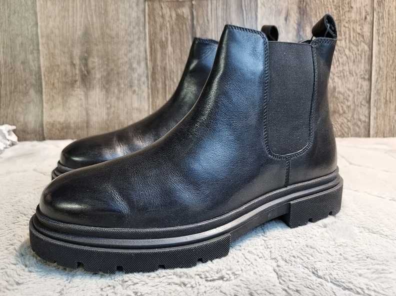 Czarne, skórzane sztyblety Zign, 40