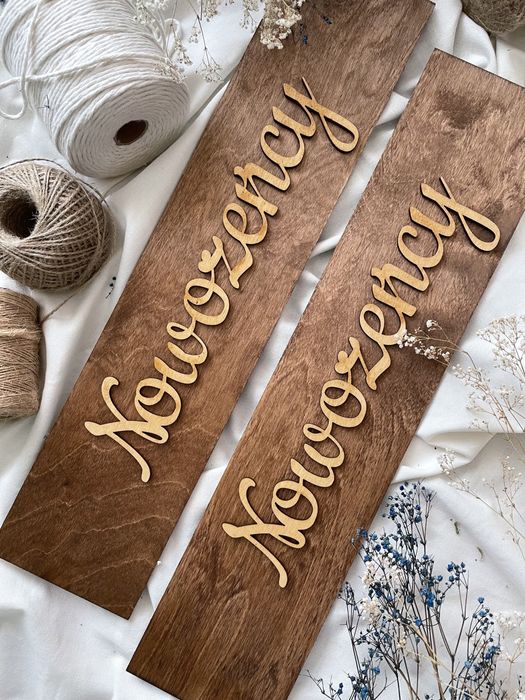 Tablice rejestracyjne rustykalne boho ślub Nowożeńcy