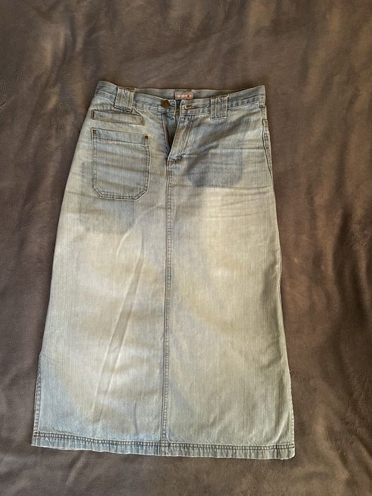 Джинсова спідниця міді
