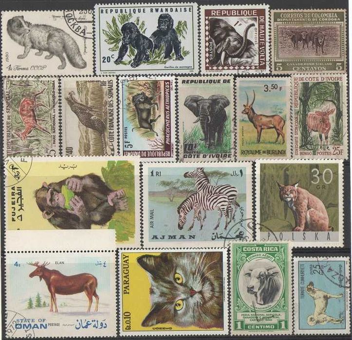 Filatelia: 85 selos do tema mamíferos