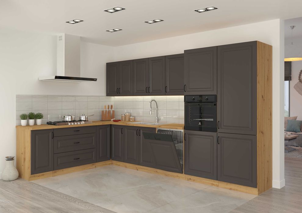 Zestaw mebli kuchennych KLEO MDF styl Angielski Frezowane fronty