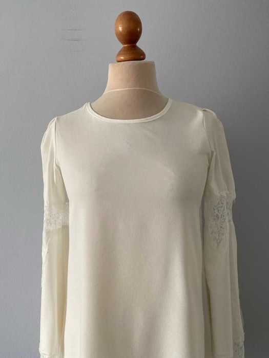 Favolook sukienka tunika bluzka kremowa biała ecru S