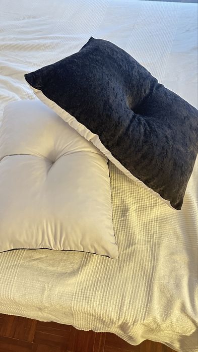 Conjunto de 2 Almofadas Decorativas 60x40 cm – Veludo Preto / Cinzento-Chuva