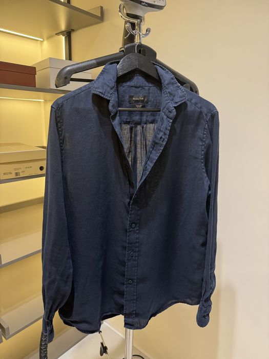 Massimo dutti рубашка синя 100% льон ОРИГІНАЛ розмір Л