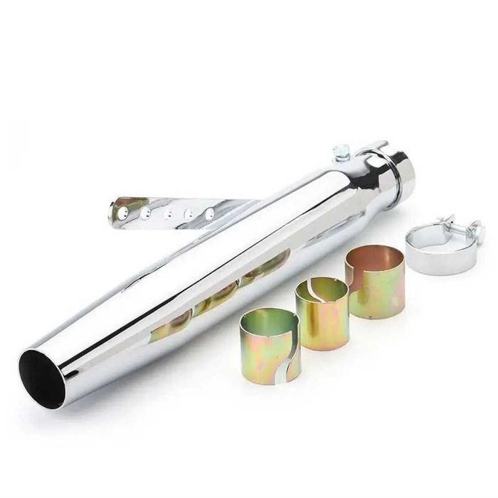 Ponteira Escape Universal Chopper Bobber 435mm Cromado Preto Mate