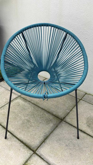 Cadeira de rattan azul mikonos Acapulco