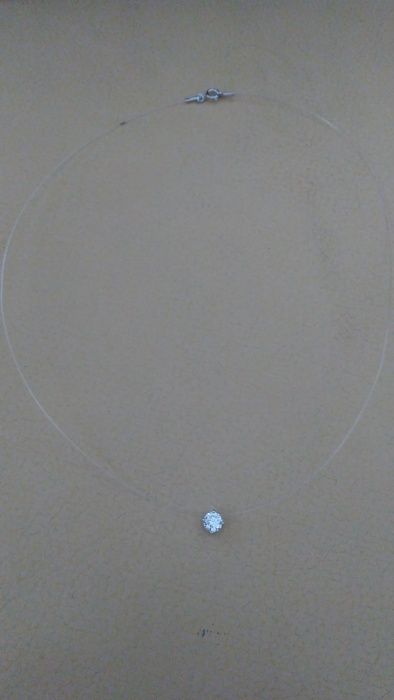 Fio com pendente em Prata, Novo!