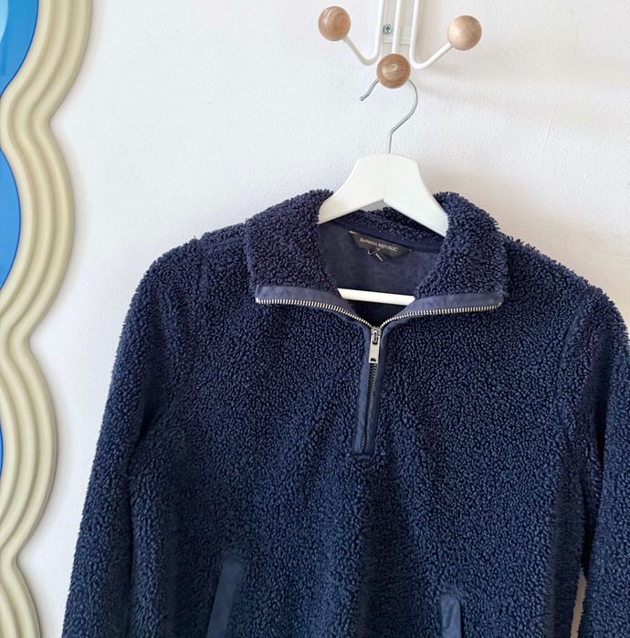 Granatowa  bluza polar suwak boucle miś Banana Republic XS petite