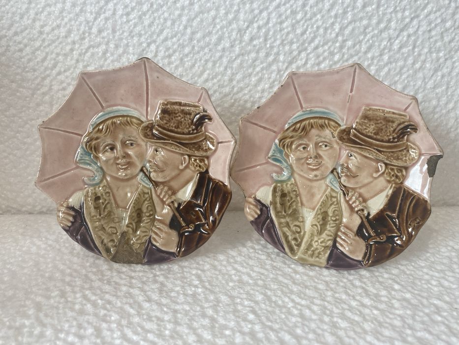 Talerzyki deserowe majolika porcelna Steidl Znain przedwojenne