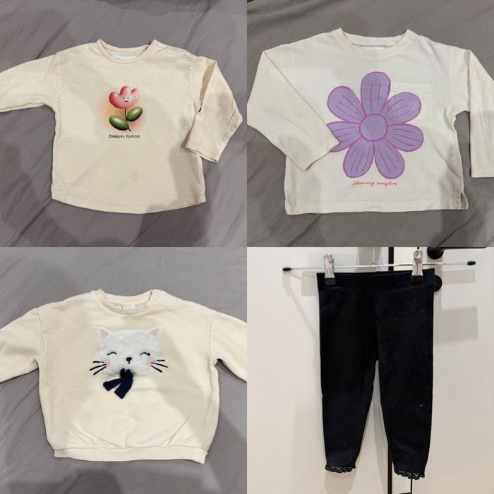 Лот кофтинки Zara, H&M, легінси Next. набір на 1-1,5 р 80 см