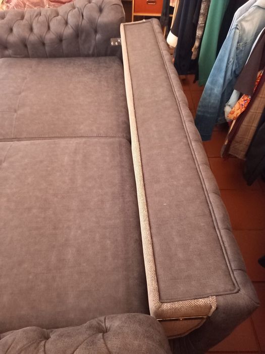 SOFA CAMA TECIDO CINZA