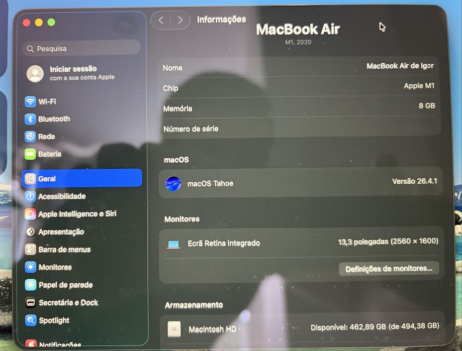 Macbook Air M1 13” 8GB Ram 512GB Disco