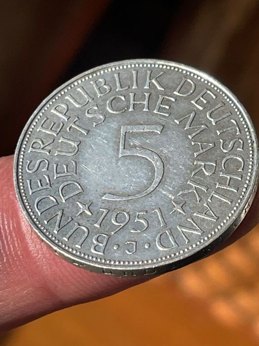 Moeda prata 5 mark 1951 J Alemanha