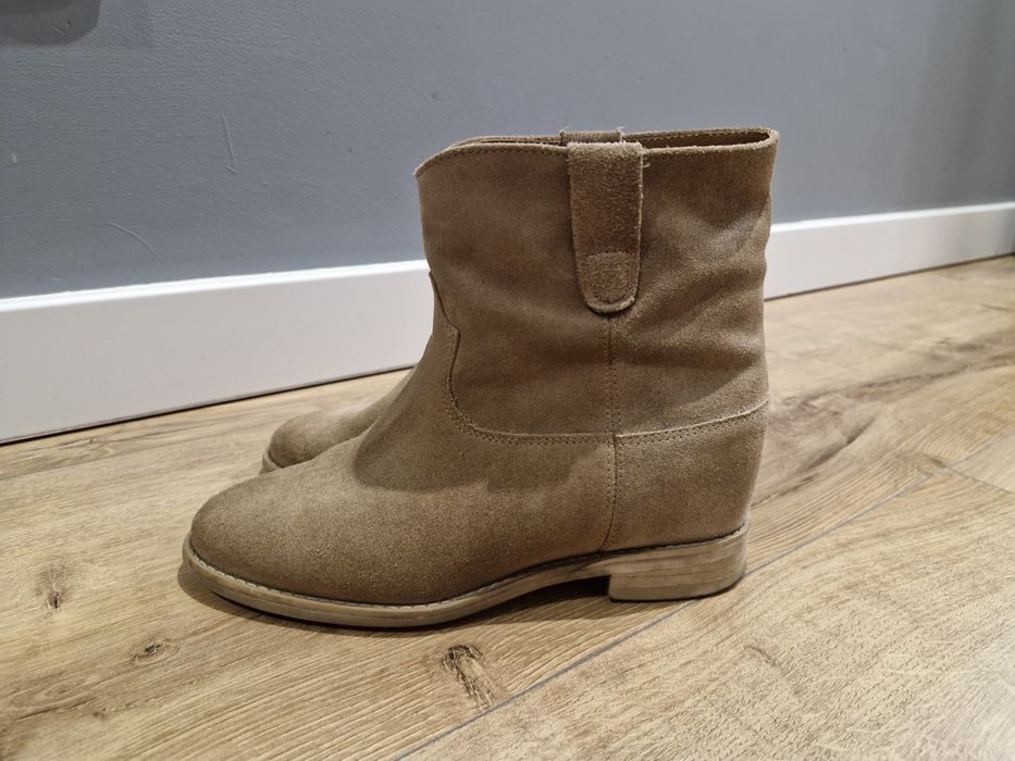 Buty skórzane botki na platformie