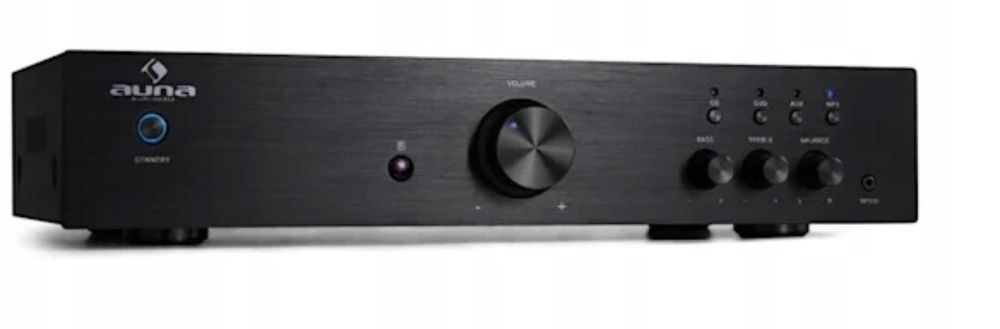 Wzmacniacz auna 600W AUX czarny stal pilot