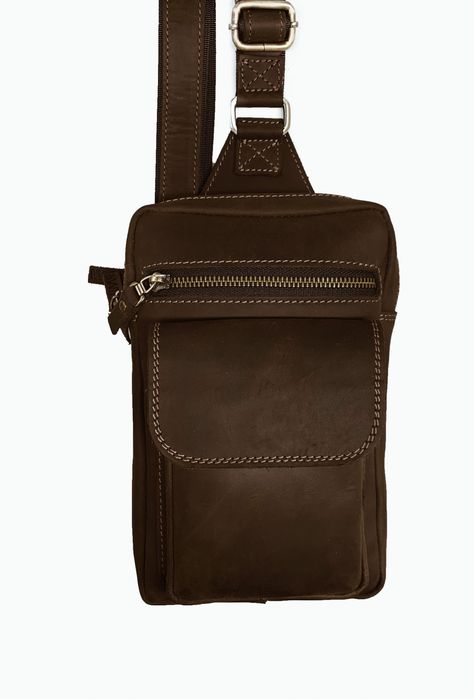 Сумка чоловіча слінг на плече бананка sms15-2(30) коричнева