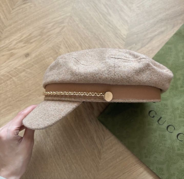 Czapka kaszkiet damski beżowy karmelowy Pinterest śliczna Mohito