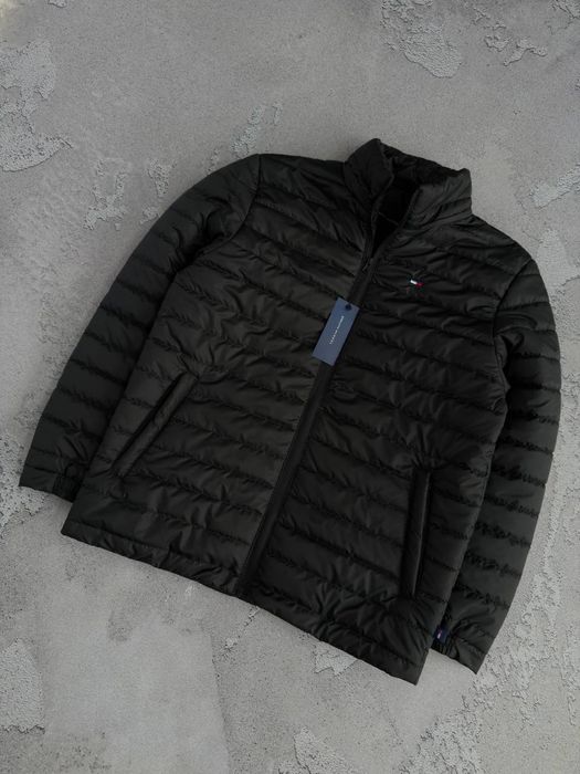 Чоловіча демісезонна куртка Tommy Hilfiger з капюшоном, чорна, розміри S, M, L, XL, XXL, 3XL