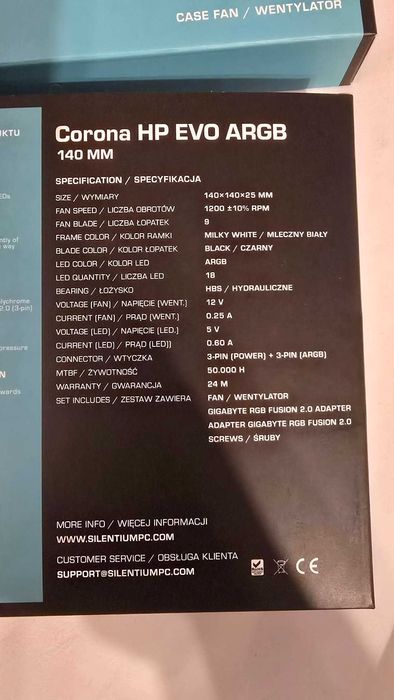 Wentylatory SilentiumPC Corona HP EVO ARGB KIT 4x140mm +Aurora II