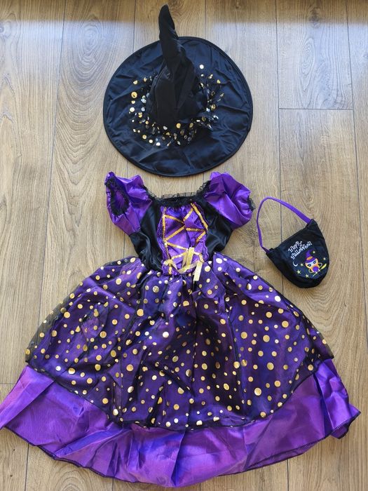 Kostium Czarownicy na Halloween XL + Kapelusz i Torebka