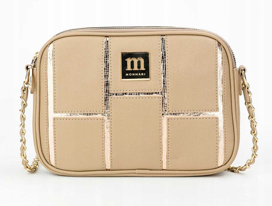 Monnari Torebka Damska Listonoszka Beżowa Na Łańcuszku Skóra Eko