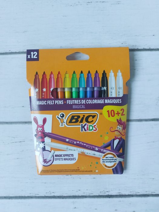 Magiczne flamastry BIC Kids Magic wymazywalny tusz 12 szt nowe prezent