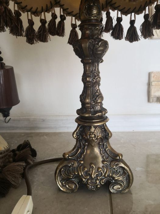 Zestw: lampy abażurowe ze skóry - mosieżne