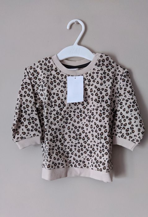 Piękna bluza w panterkę H&M 74 panterka nakładana przez głowę