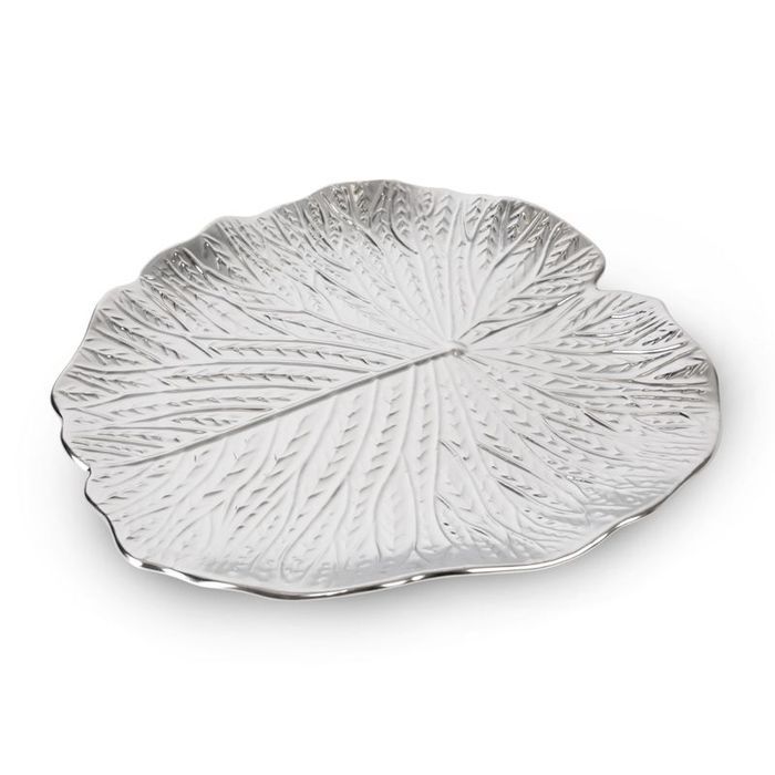 Patera ceramiczna 33x33x2 Kalina srebrna liść