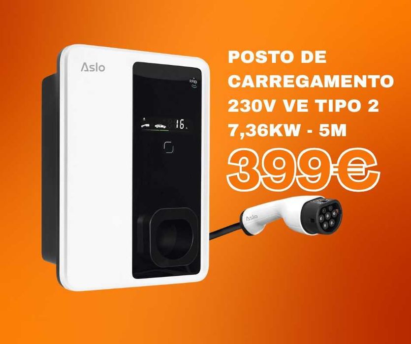 Posto de Carregamento Carros Elétricos TIPO 2 230V 7,36KW ASLO ELETRIC - 5M JL20