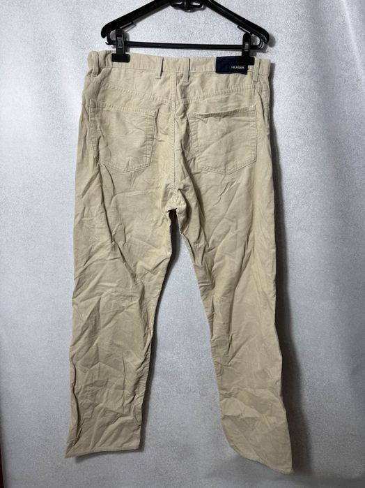 Spodnie sztruksowe Tommy Hilfiger L beżowe logowane straight fit W36 L34 midtown oryginalne 00s