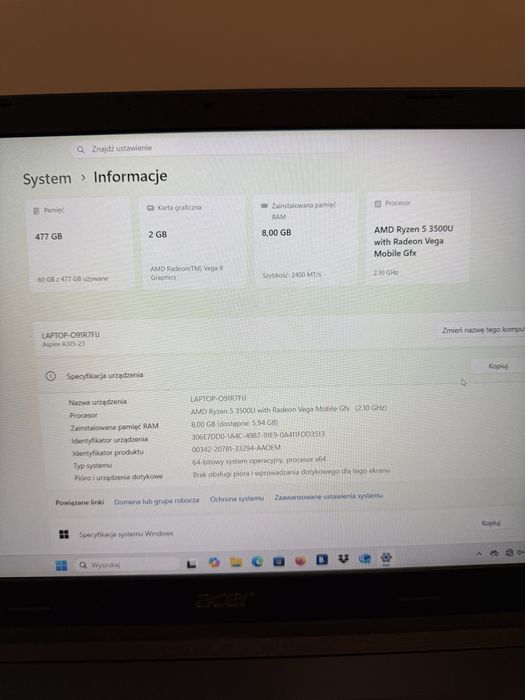 Laptop Acer aspire 3