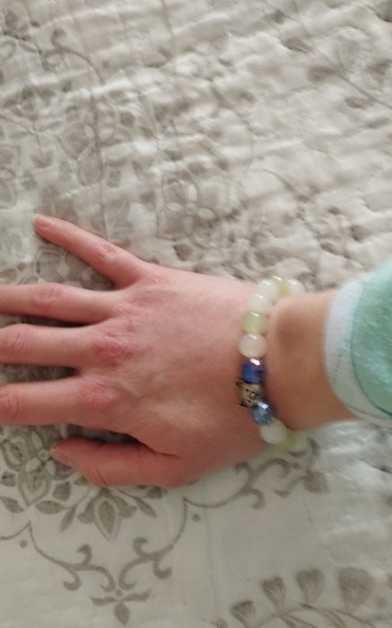 Bransoletka koraliki kolorowe pastelowe perłowe kotek handmade hippie