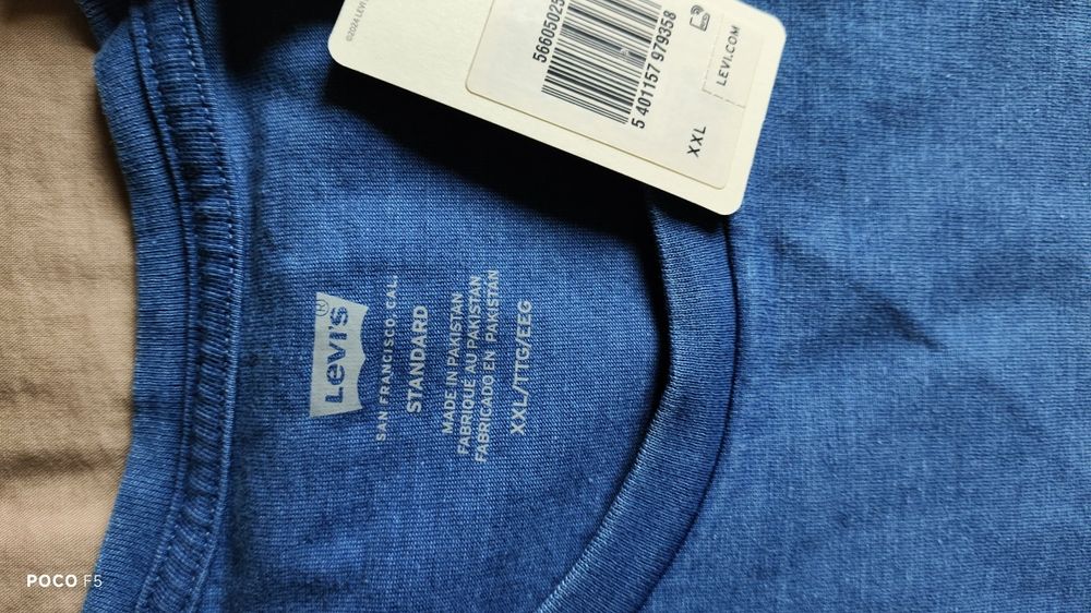 Levi's niebieski indygo t-shirt rozm XXL haftowane logo