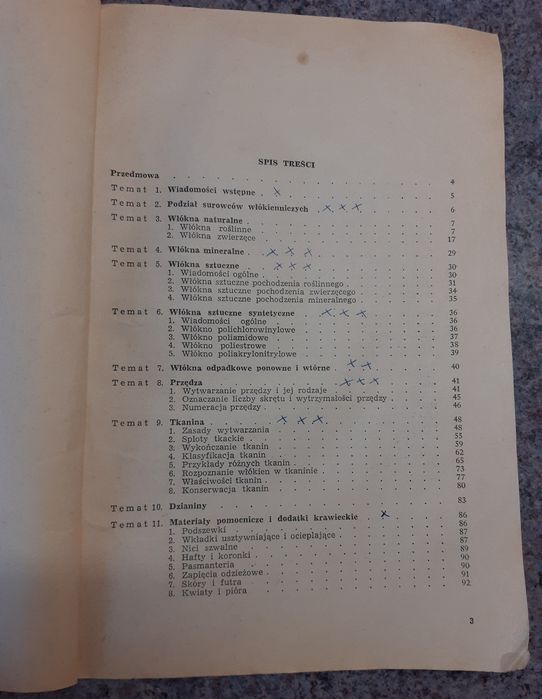 Bohdan Beuth - Materiałoznawstwo odzieżowe [WPLiS 1967] spis treści