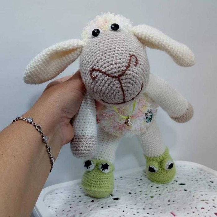 Новая вязаная Мягкая игрушка Prezzzent_ Барашек Слипик Hand Made
