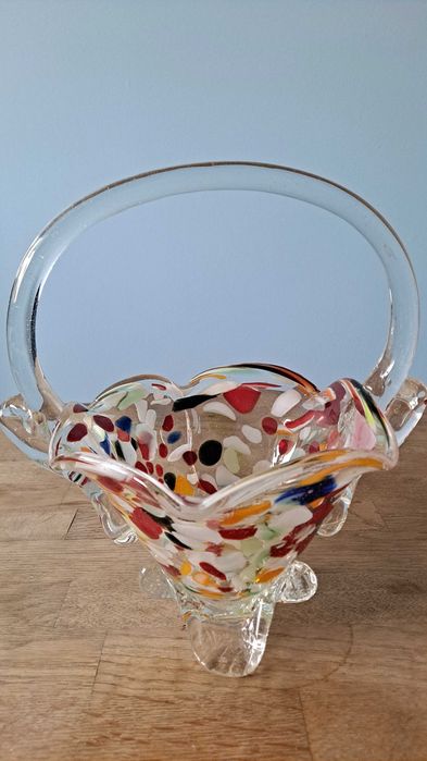 Kryształowy kolorowy koszyczek PRL