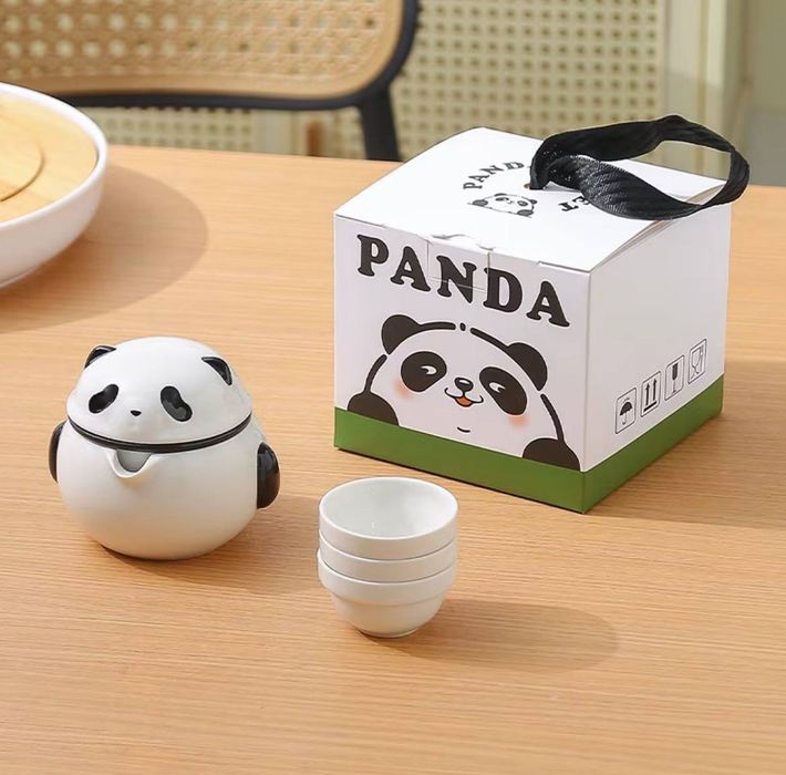 Чайний набір Панда: гайвань із ситом + 3 піали. Для чайної церемонії.
