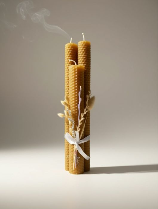 Набір натуральних свічок з бджолиної вощини | ручна робота | подарунок