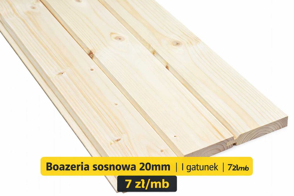 Boazeria sosnowa 20mm – gruba deska heblowana 12,8cm x 3m I gatunek