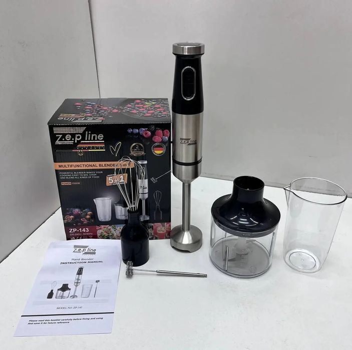 Потужний блендер 1500 Вт! Погружний подрібнювач Zepline ZP-143 5 в 1
