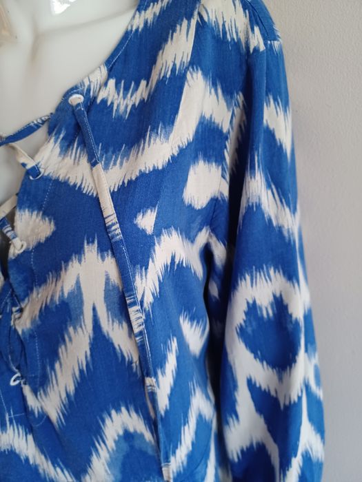 Sukienka midi boho casual L niebieska we wzory H&M