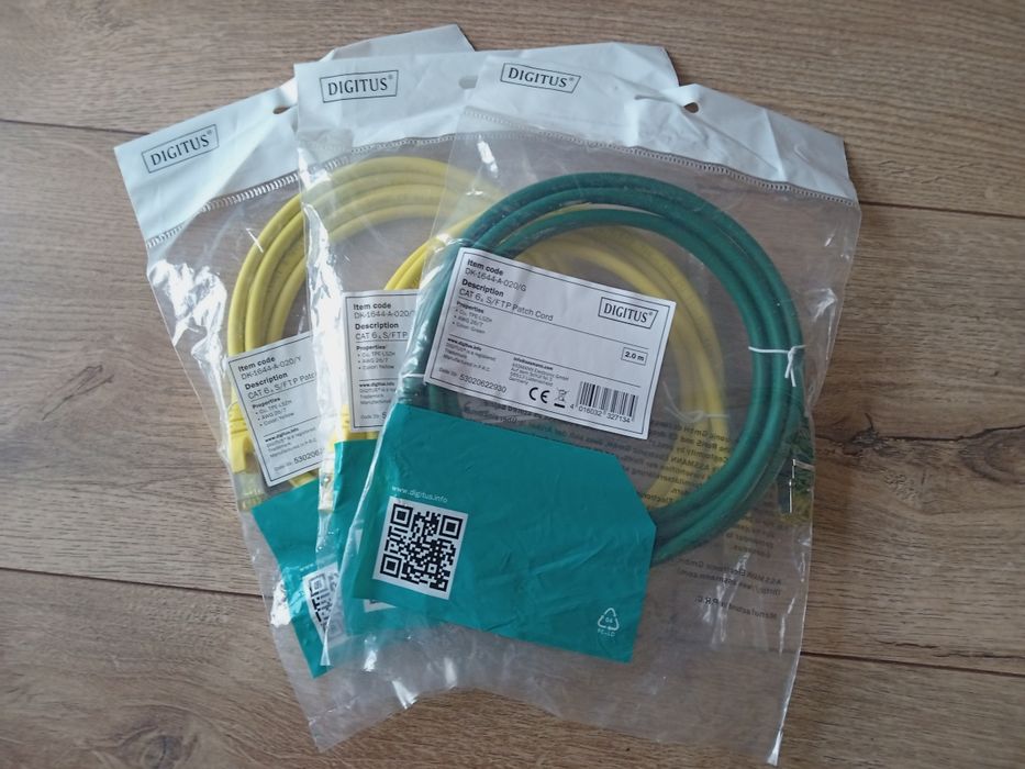 3x Patchcord 2m kat. 6A S/FTP 100% CU LSZH RJ45 Ethernet Digitus