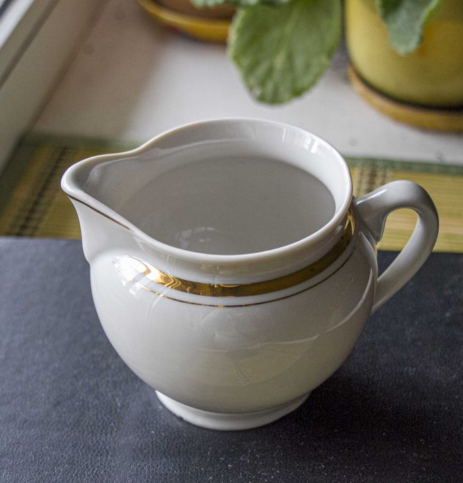 Чайная пара полонное, чашка Киев, молочник Рига, Довбыш,