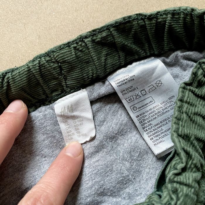 Штани вельветові зелені H&M  зріст 80–86 см | на 12–18 місяців